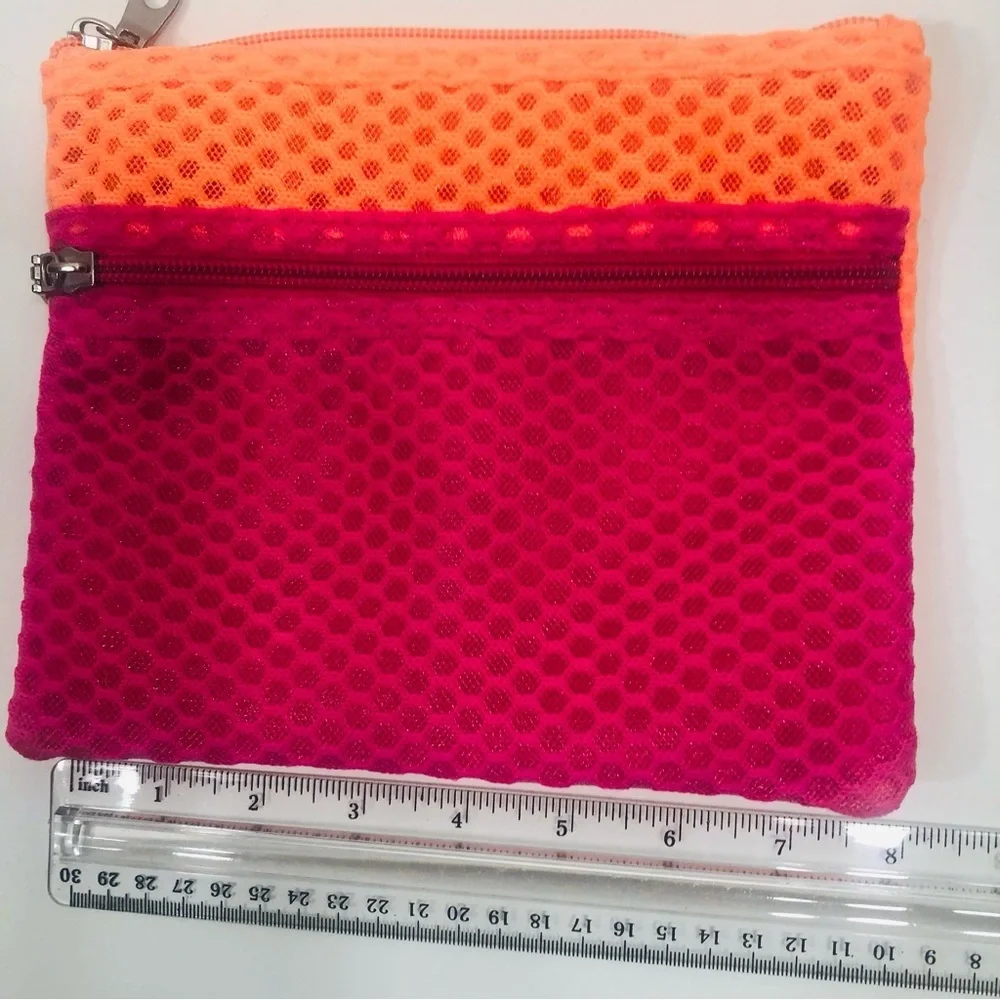 Pink/Orange Color block cosmetic bag